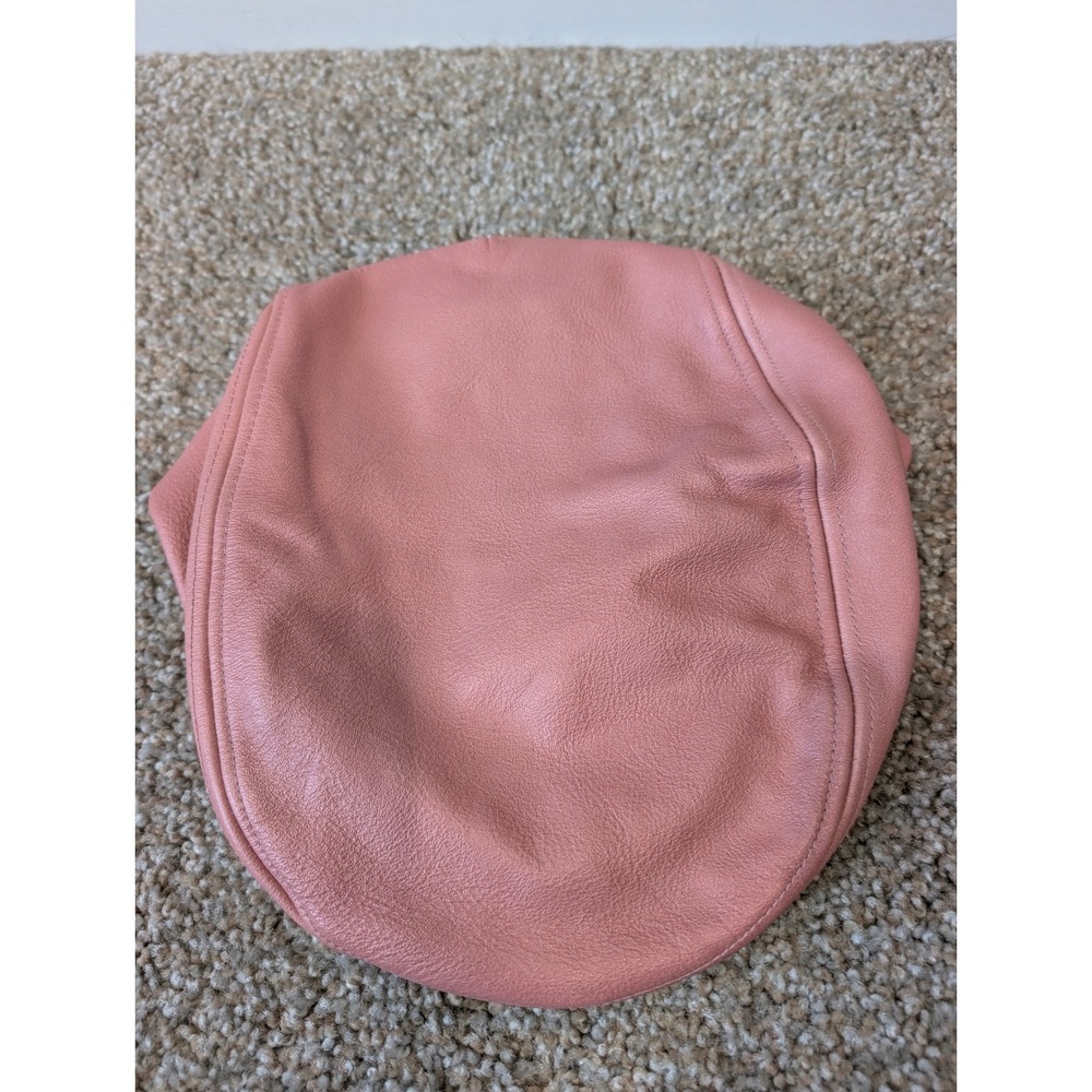Harley-Davidson Womens Pink Leather Flat Cap Newsboy Hat Embroidered Logo - Picture 10 of 12